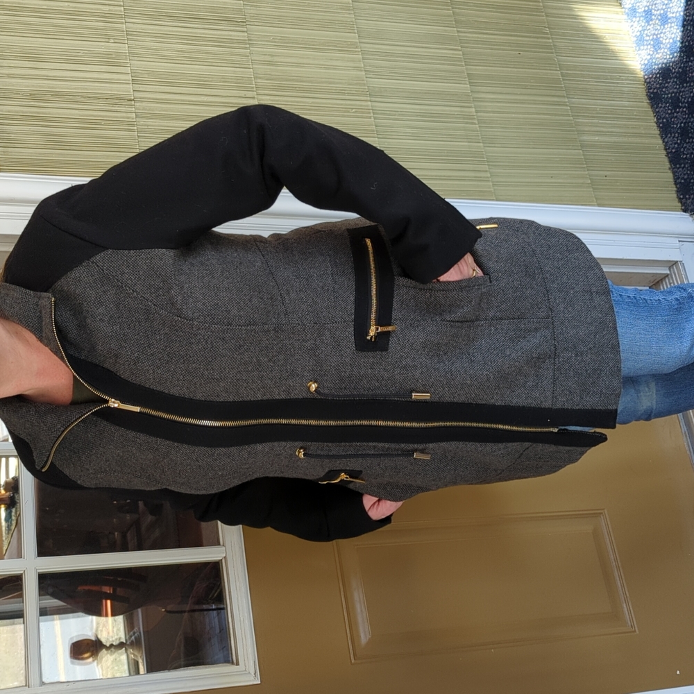 Winter coat, Laundry by Shelli Segal, wool blend, Black & grey
